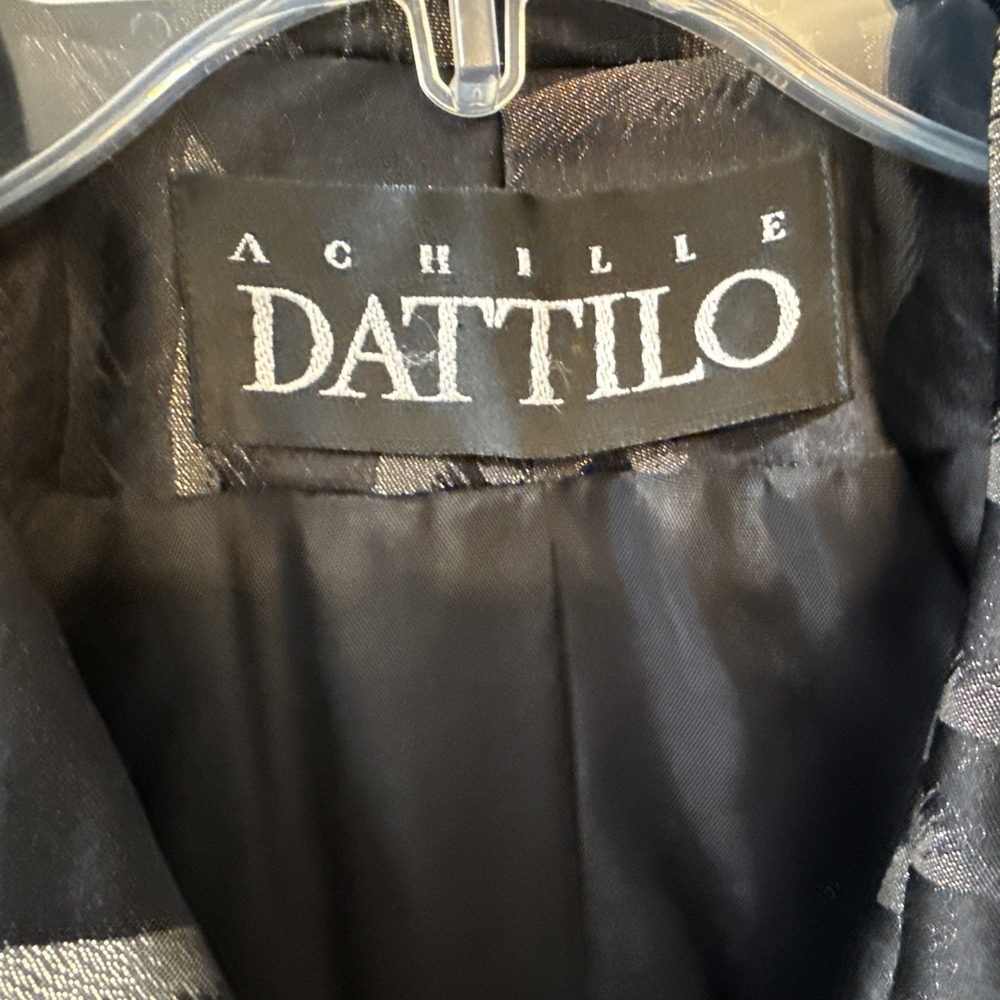 Vintage Achille Dattilo Blazer Jacket Black Gold Chevron Shoulder Pads Retro 6 - Picture 7 of 8